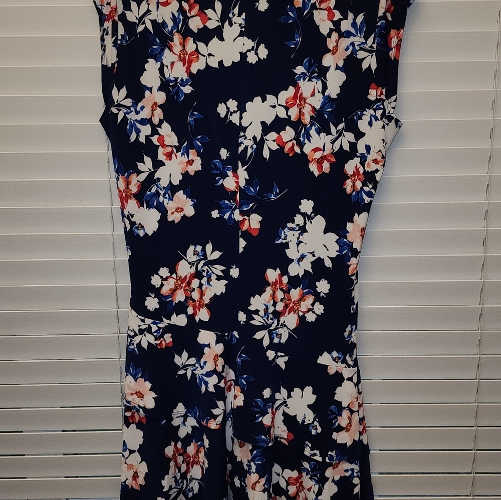 Elle Figure Flattering Navy Floral Dress XXL - Picture 5 of 6